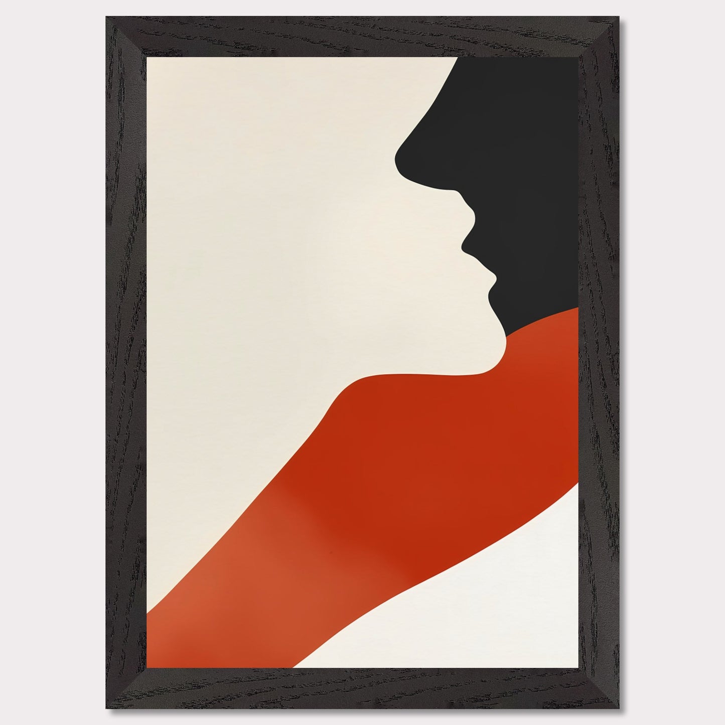 This abstract poster presents a harmonious blend of a human face and a wave of color. The simplicity of forms and contrasting colors evoke a sense of warmth and comfort, making it a perfect addition to modern interiors.