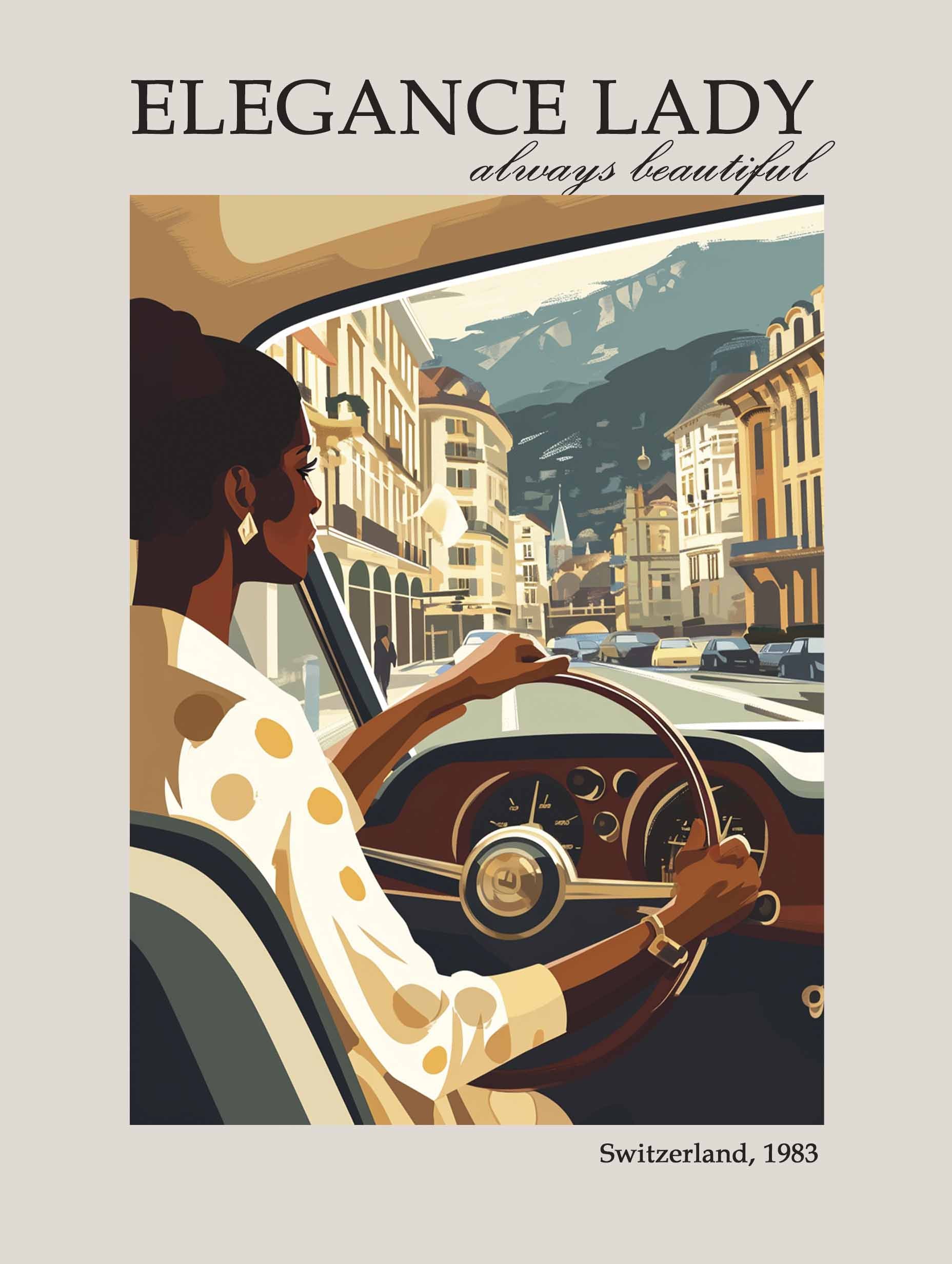 Lady driving vintage Poster - ArtDarts poster