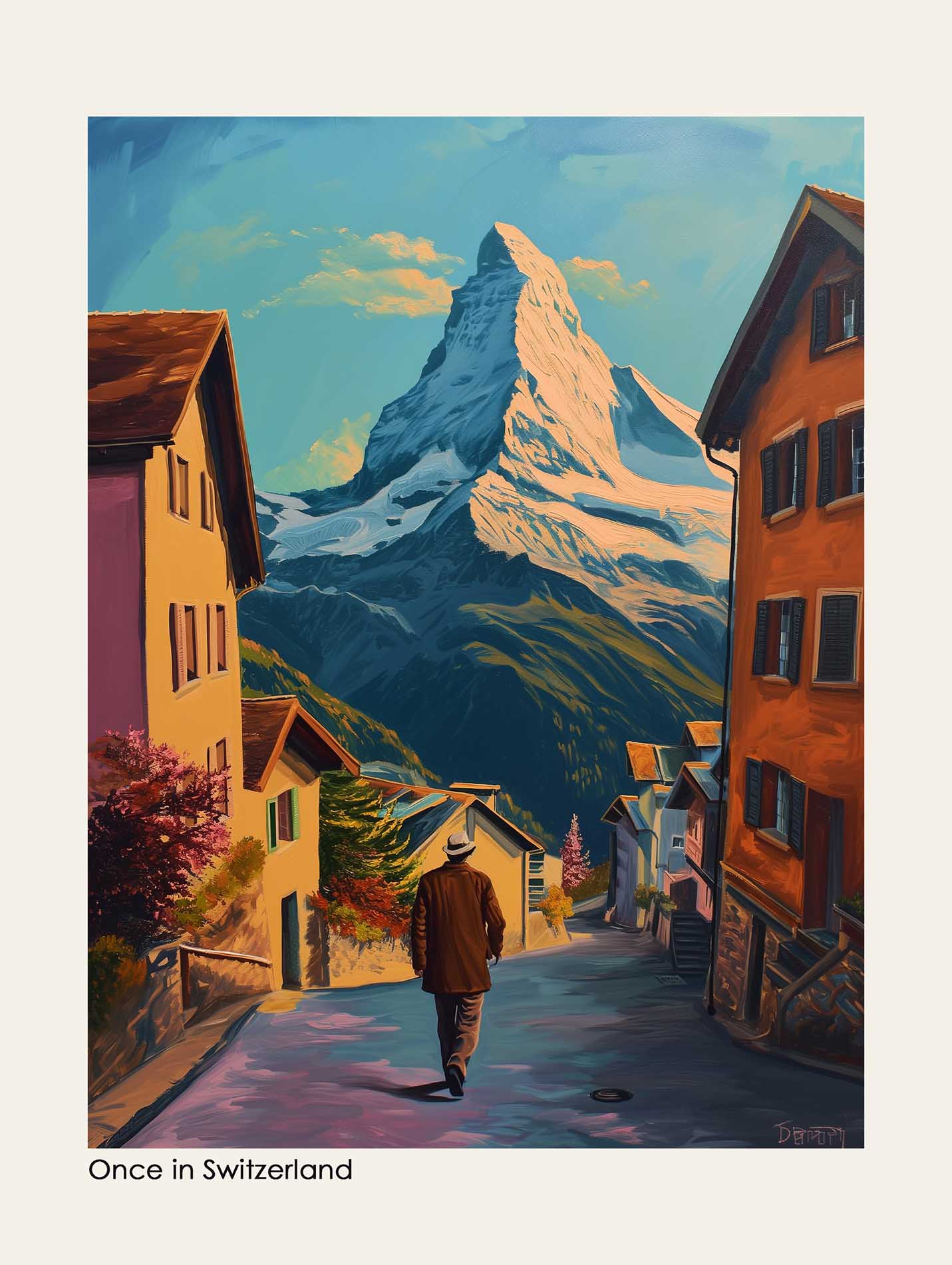 Man on the Road to the Alps Poster - ArtDarts poster