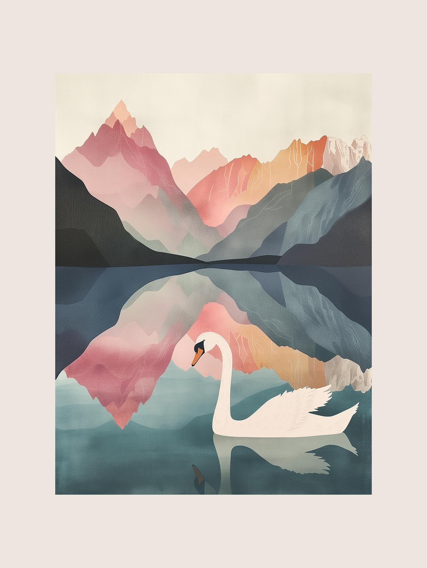 White Swan on the Lake Geneva Poster - ArtDarts poster