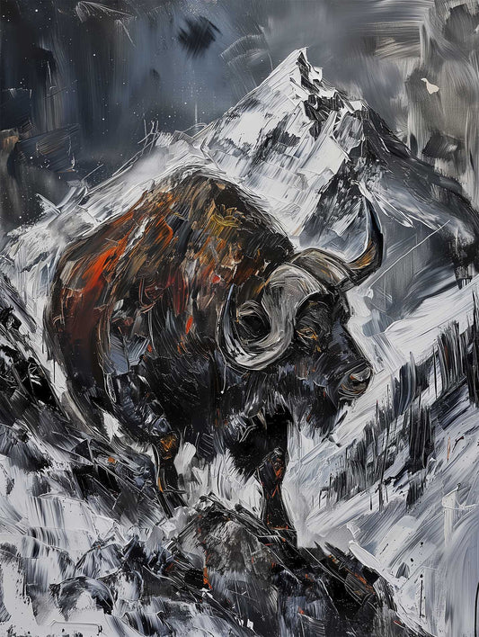 Buffalo among the mountains Poster