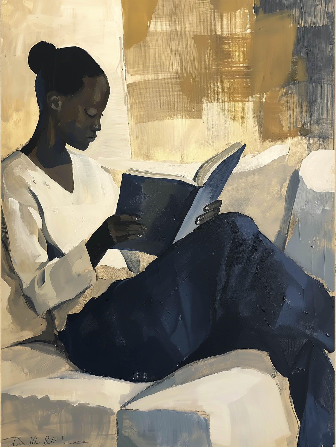 Girl reading a book Poster