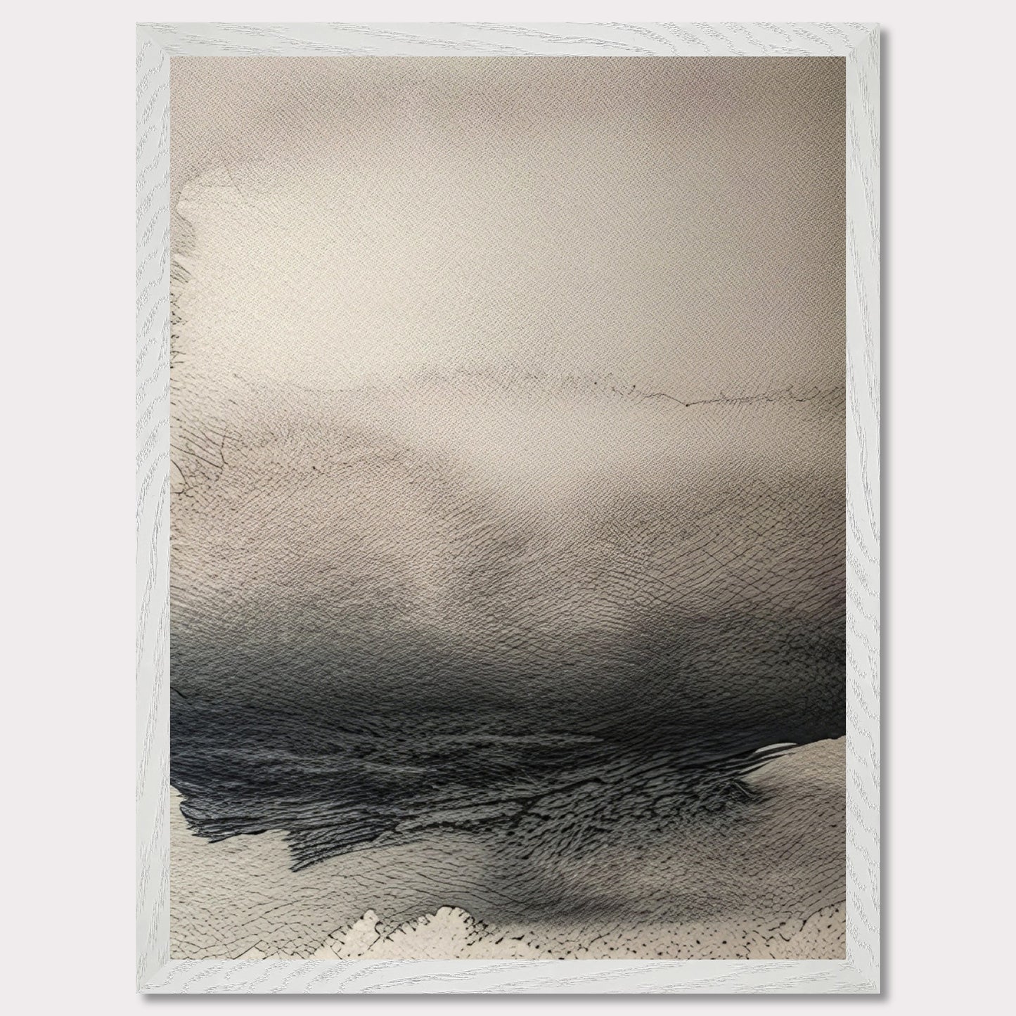 This image features an abstract artwork with a gradient of soft beige and dark black tones. The texture appears to be intricate, resembling natural patterns like waves or sand dunes.