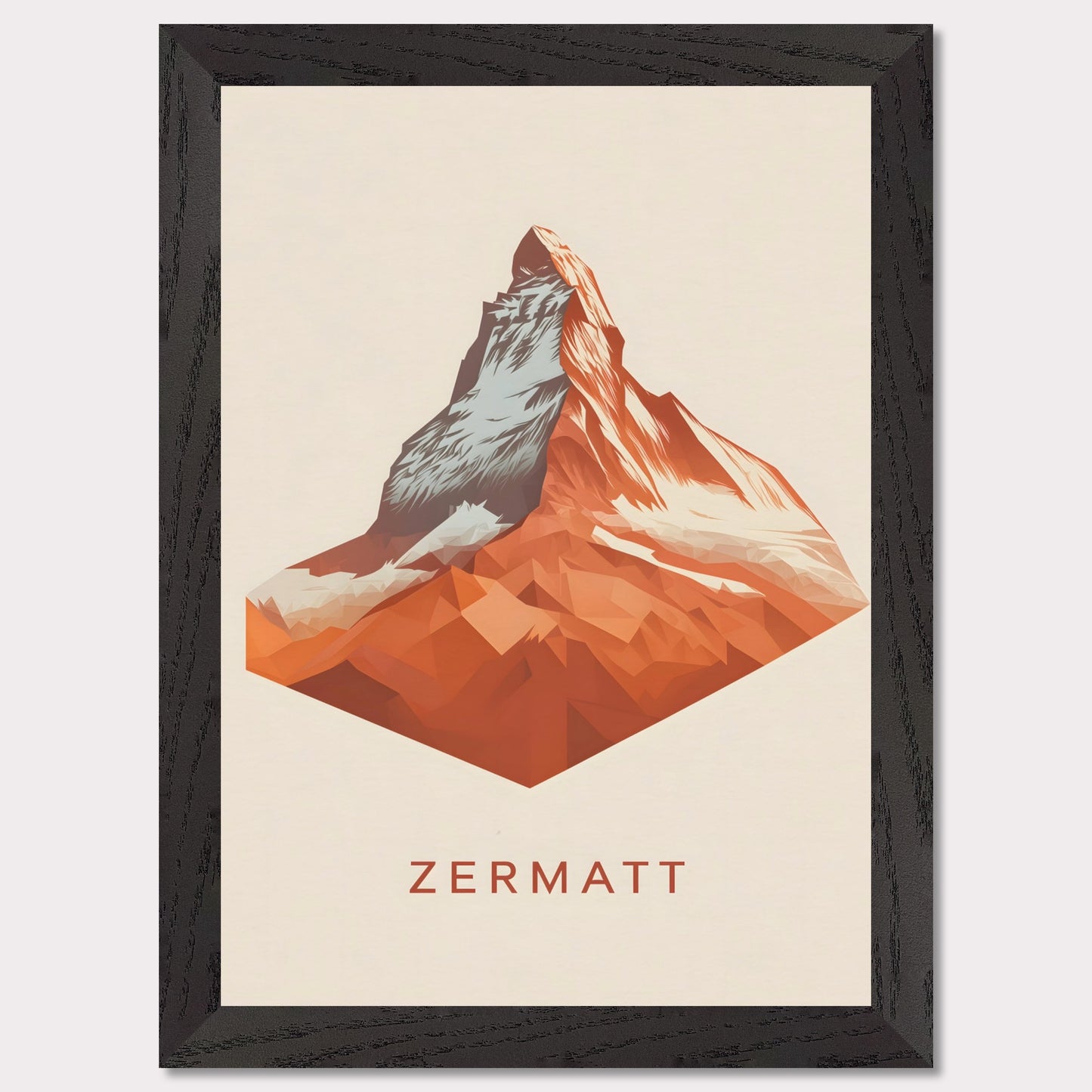 It is a bold, minimalist depiction of the legendary Matterhorn. The sharp, geometric design enhances the mountain’s striking silhouette, making it a powerful statement piece.