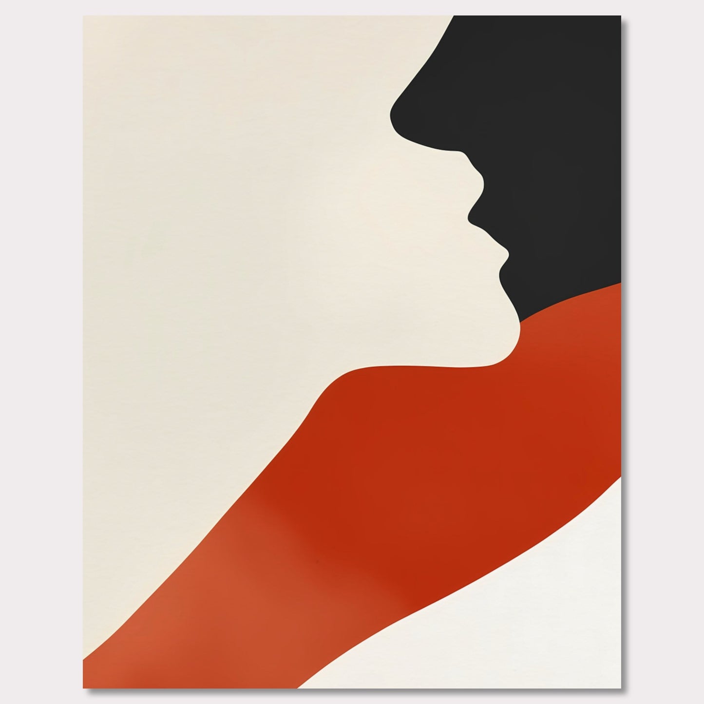 This abstract poster presents a harmonious blend of a human face and a wave of color. The simplicity of forms and contrasting colors evoke a sense of warmth and comfort, making it a perfect addition to modern interiors.