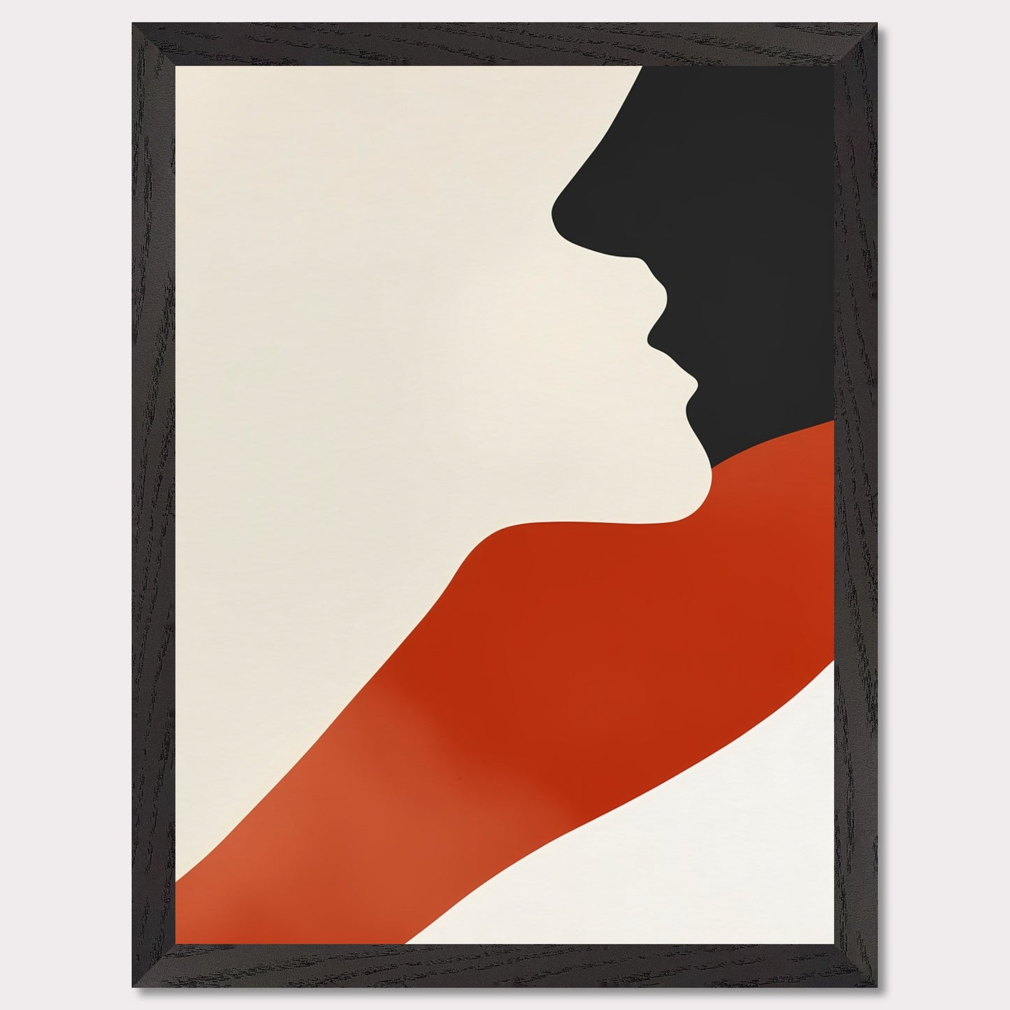 This abstract poster presents a harmonious blend of a human face and a wave of color. The simplicity of forms and contrasting colors evoke a sense of warmth and comfort, making it a perfect addition to modern interiors.