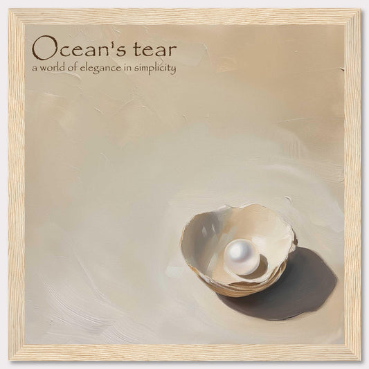 This image showcases a minimalistic and elegant composition featuring a single pearl nestled in an open shell. The background is a soft, muted beige, enhancing the simplicity and sophistication of the scene.