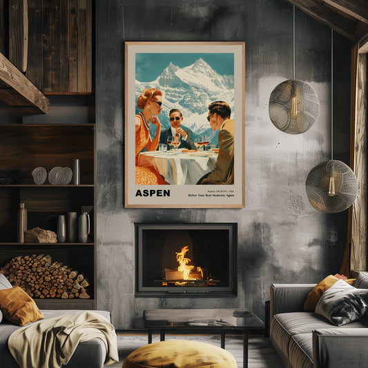 Aspen, USA - Wooden Framed Poster Poster Affiche.