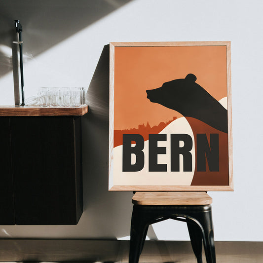 Bern Silhouette: Harmony in Shadows - Wooden Framed Poster