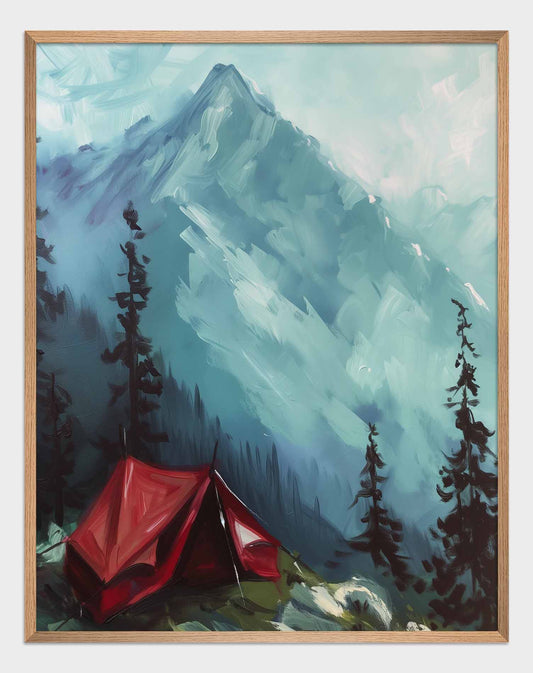 Red Tent in the Alps Poster.