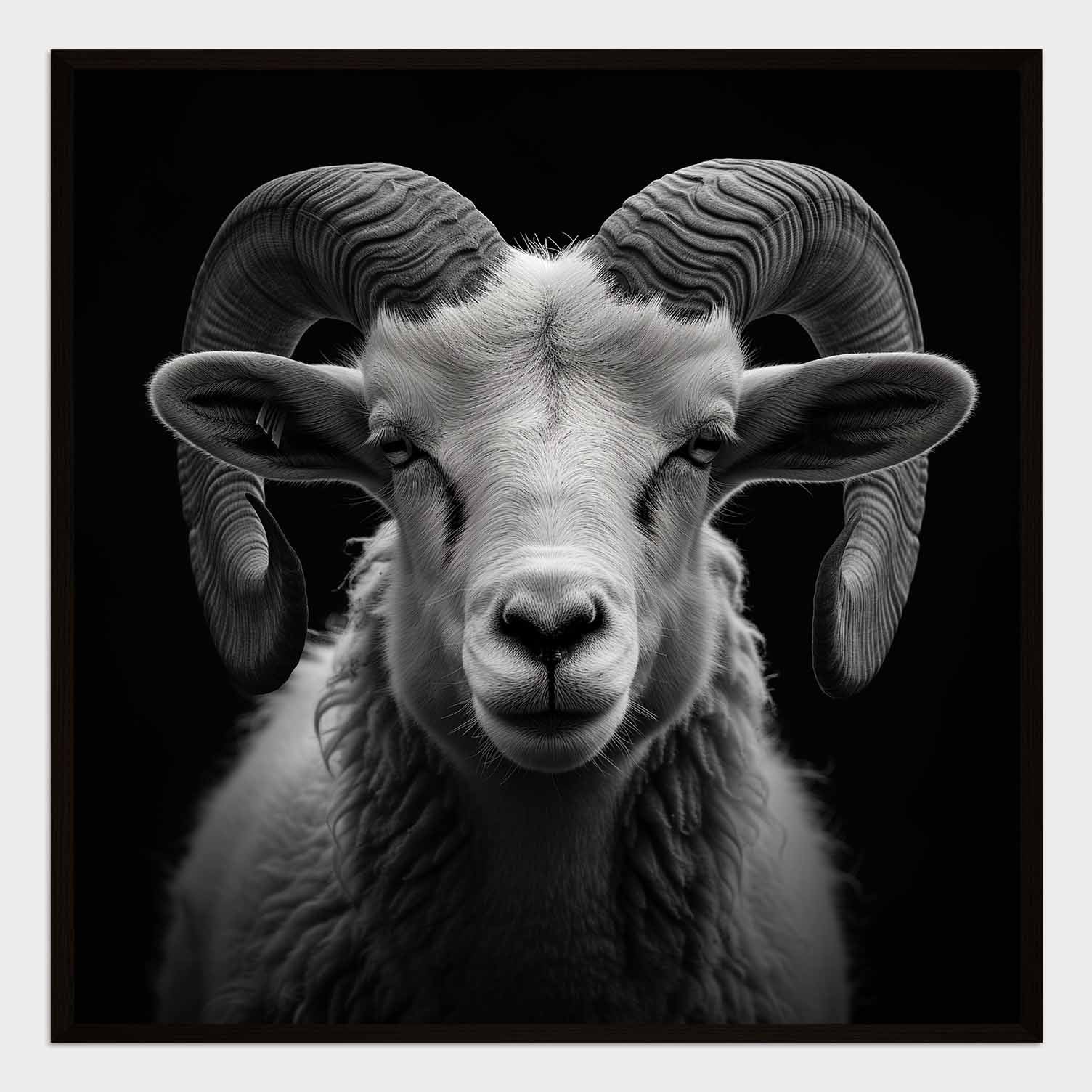 Black and white portrait of a ram Poster.