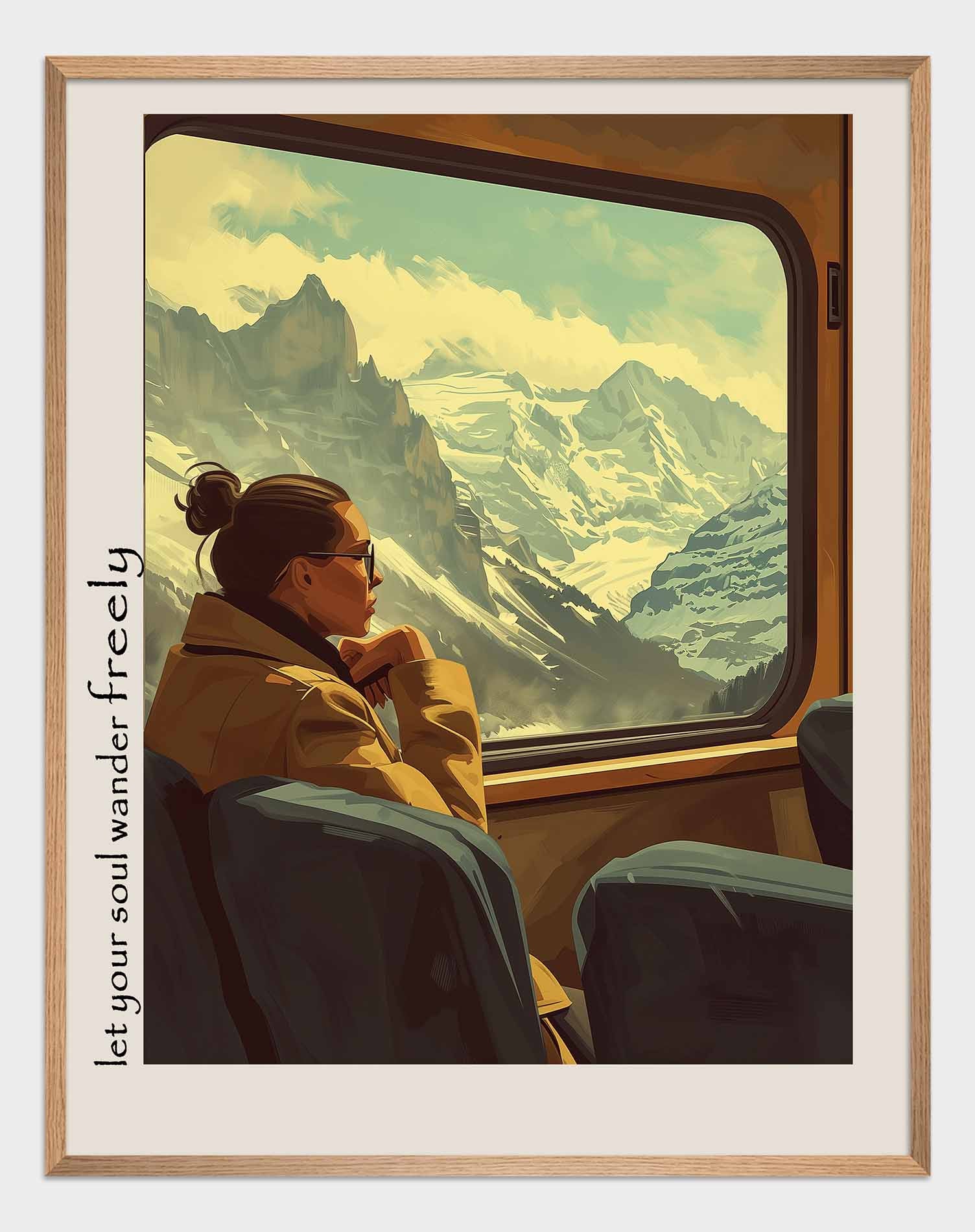 Girl rides with a view of the Alps Poster - ArtDarts poster