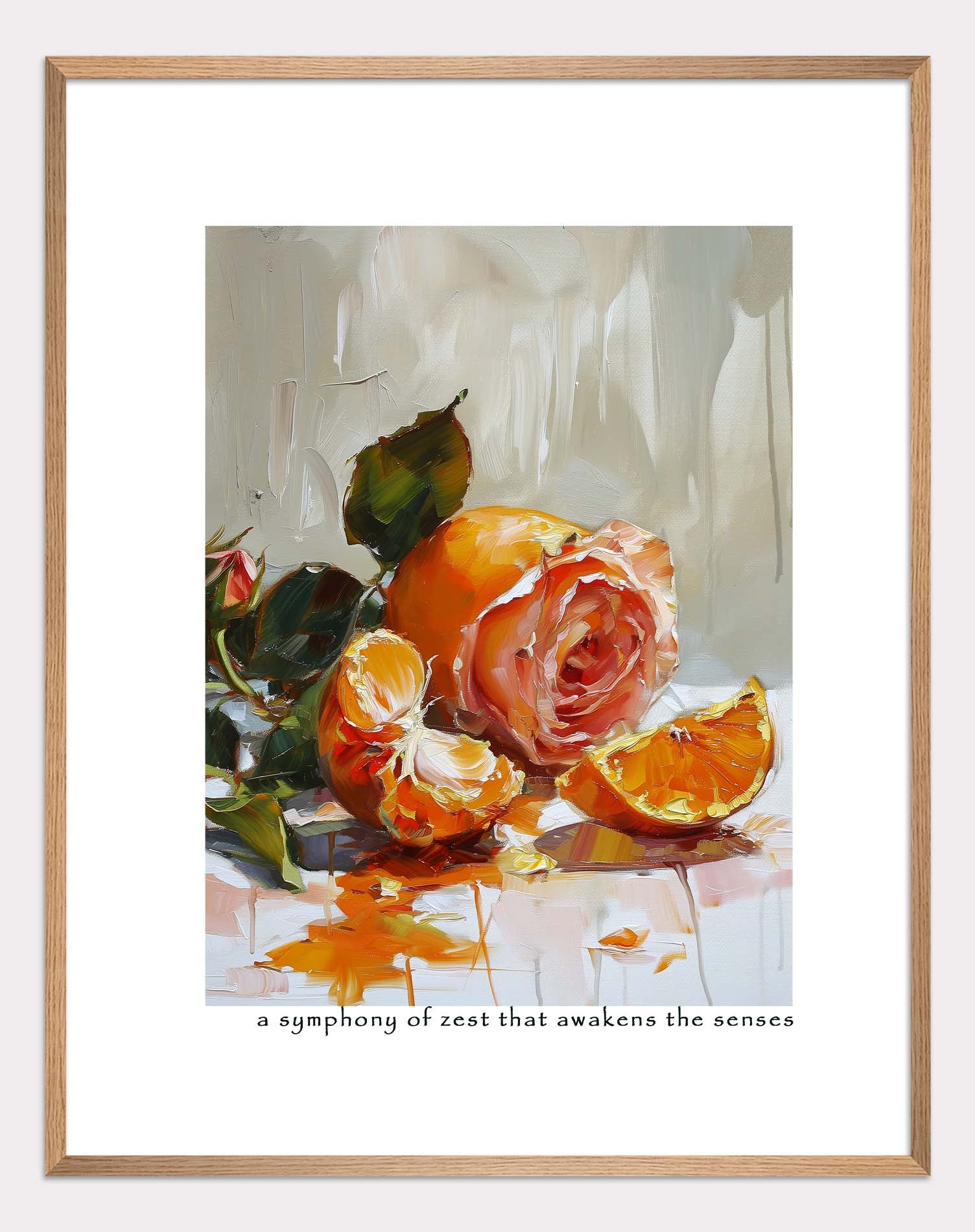 Cut orange near a rose Poster - ArtDarts poster