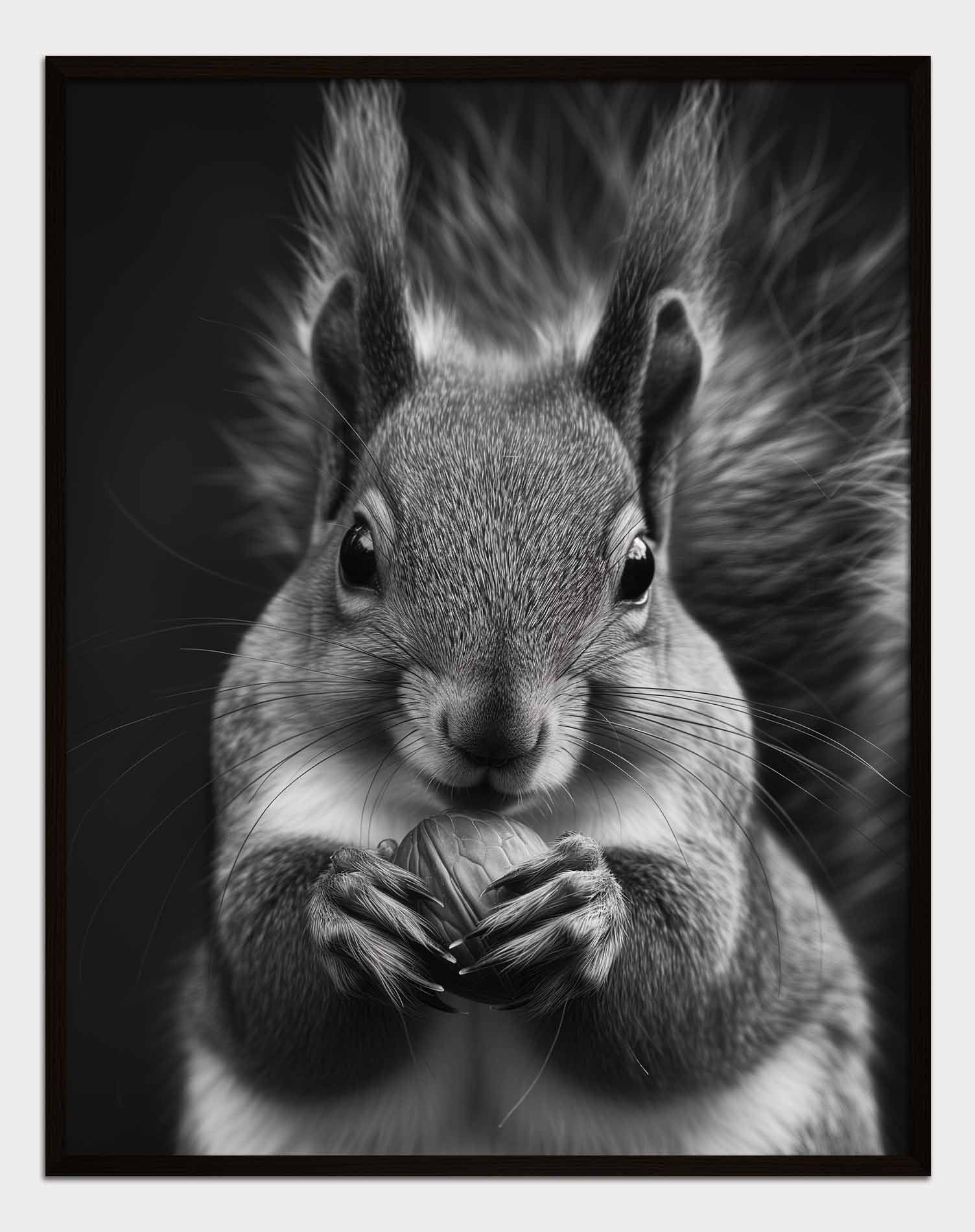 Black and white portrait of a squirrel Poster.