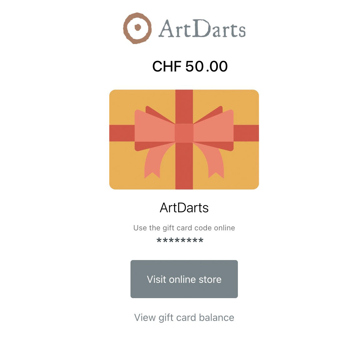 ArtDarts Geschenkkarte - Digital