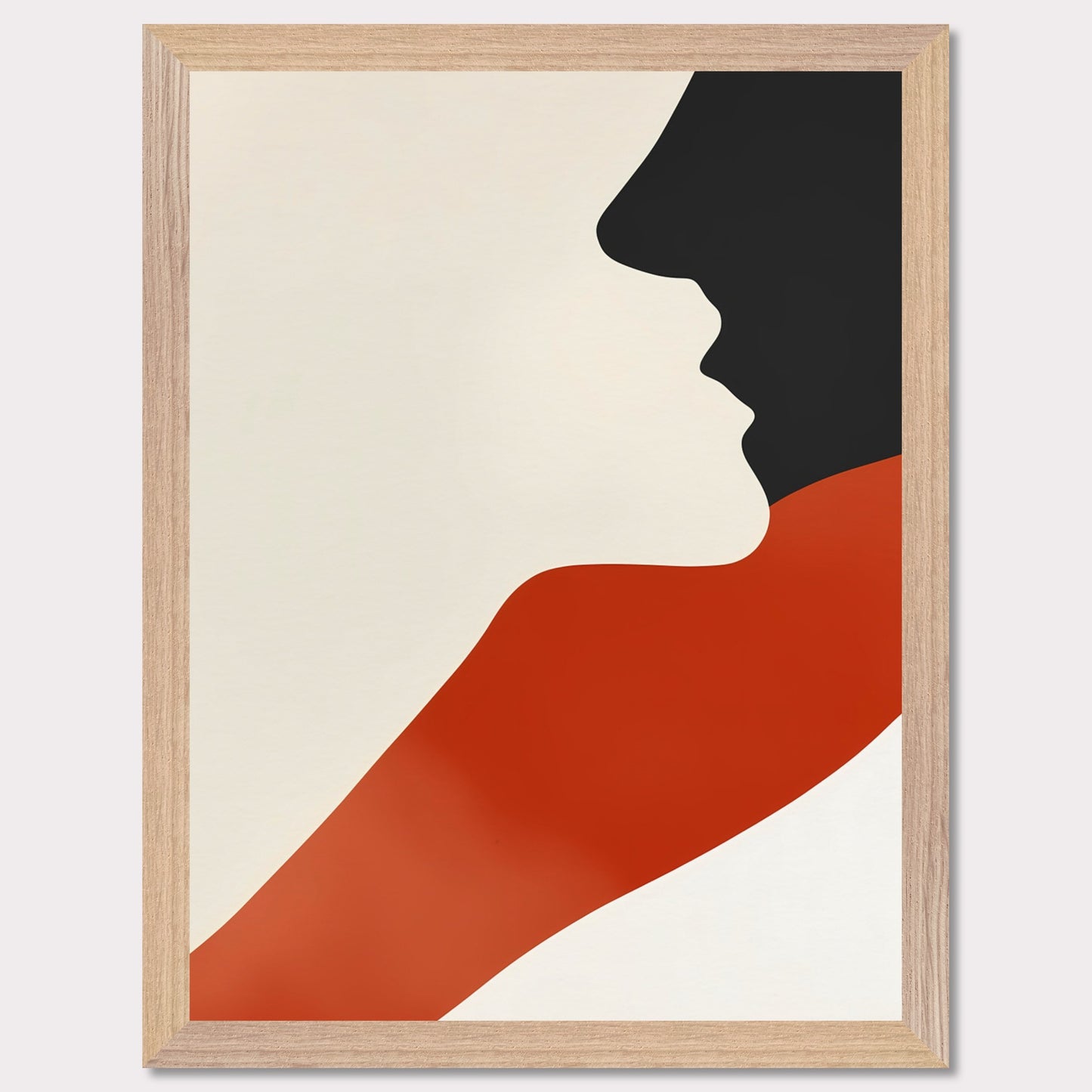 This abstract poster presents a harmonious blend of a human face and a wave of color. The simplicity of forms and contrasting colors evoke a sense of warmth and comfort, making it a perfect addition to modern interiors.