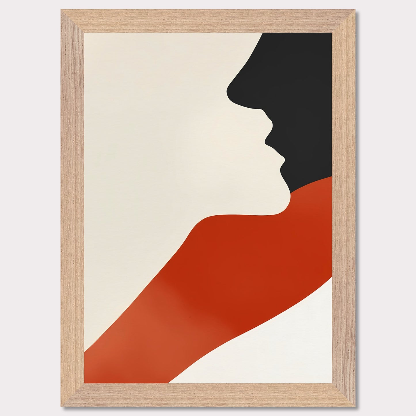 This abstract poster presents a harmonious blend of a human face and a wave of color. The simplicity of forms and contrasting colors evoke a sense of warmth and comfort, making it a perfect addition to modern interiors.