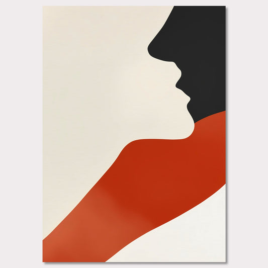 This abstract poster presents a harmonious blend of a human face and a wave of color. The simplicity of forms and contrasting colors evoke a sense of warmth and comfort, making it a perfect addition to modern interiors.