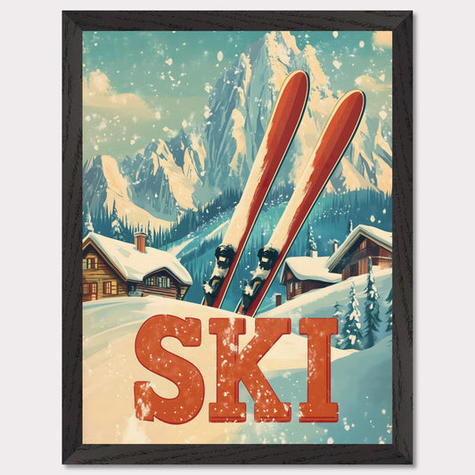 This captivating poster evokes the thrill of retro skiing with its vibrant and colorful design. Featuring a vintage-inspired skier mid-descent against a backdrop of majestic alpine peaks, it captures the essence of a bygone era of adventure. The dynamic composition and bold colors transport viewers to the golden age of skiing, making it an instant eye-catcher.